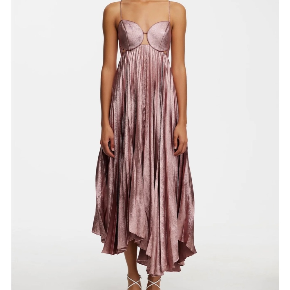 Acler Willcocks Midi Dress, Size US2, Color Metallic mauve